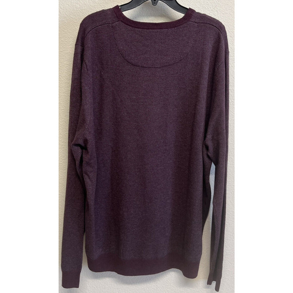 Nordstrom Men's Shop Wool Blend Sweater Size XXL Plum Birdseye Print NEW - Picture 6 of 9